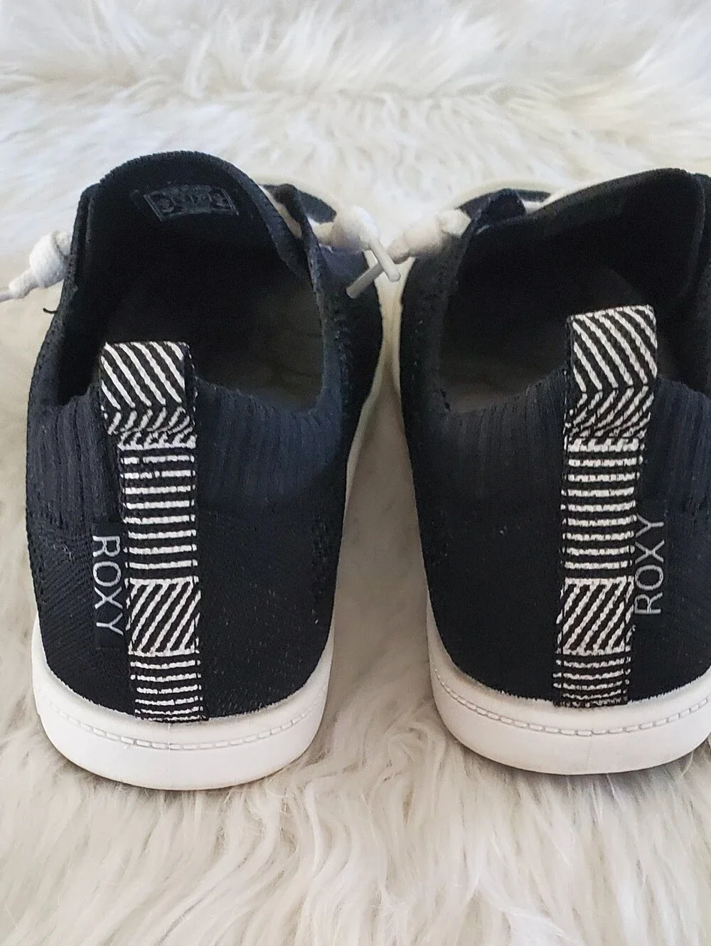 Roxy Bayshore III Black Knit Sneakers | Memory Foam Lace-Up Casual Shoes Size 10